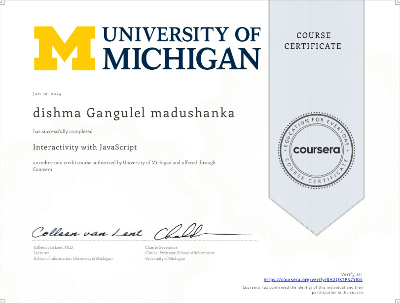 Interactivity with JavaScript certification