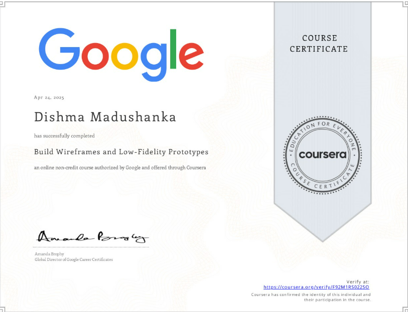 Build Wireframes & Low-Fidelity Prototypes certification