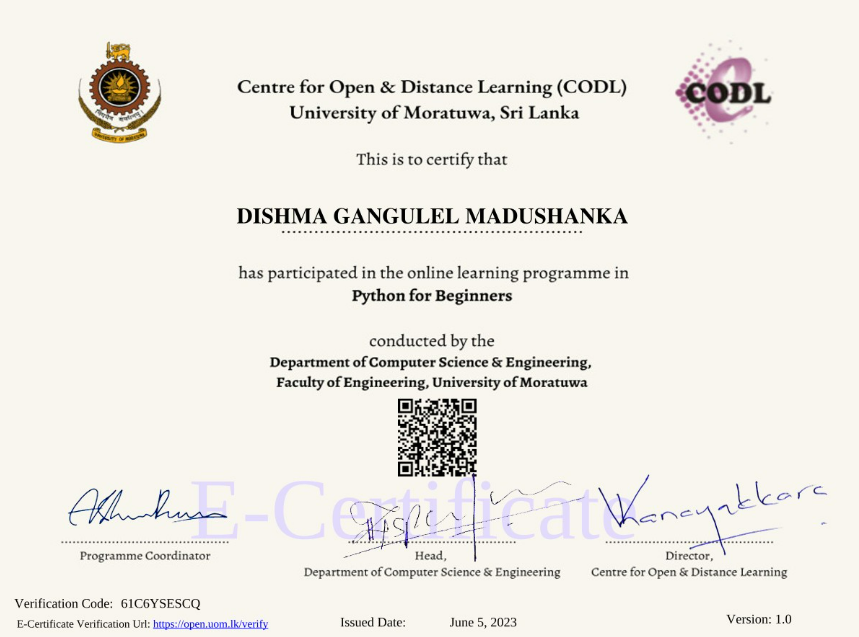 CODL Certified Python for Beginners certification